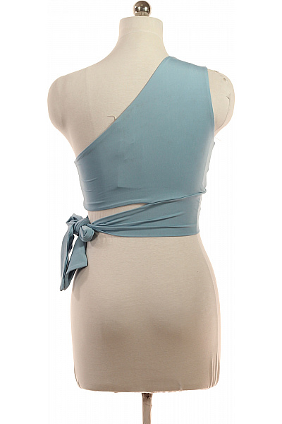 Dámská halenka bez rukávů zavinovací na jedno rameno modrá Velikost 38 | Unimoda | obrázek 2