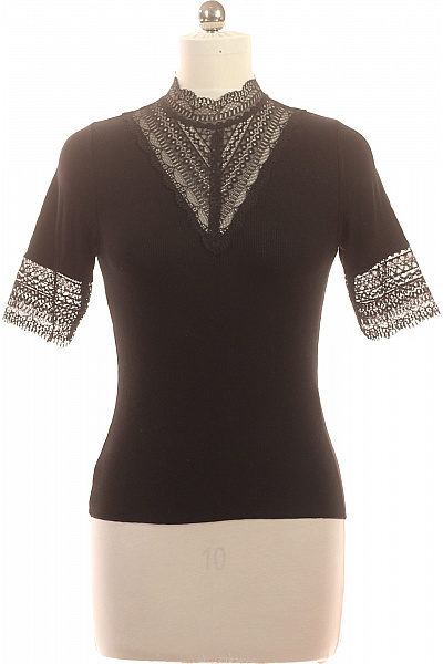 ONLY Dámské Tričko černé S Krátkým Rukávem A Krajkou Elegantní Velikost M