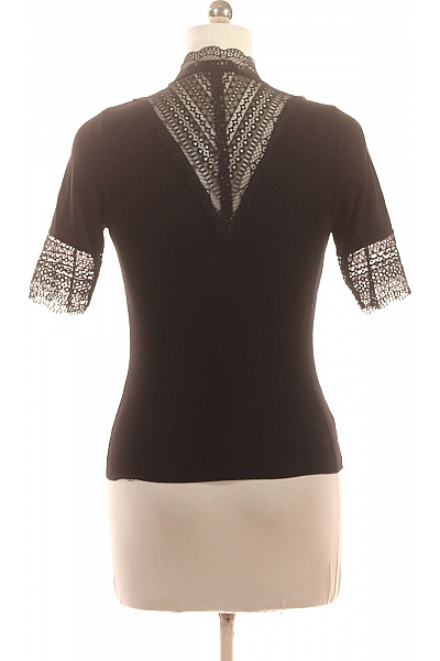 ONLY Dámské tričko černé s krátkým rukávem a krajkou elegantní Velikost M | ONLY | obrázek 2