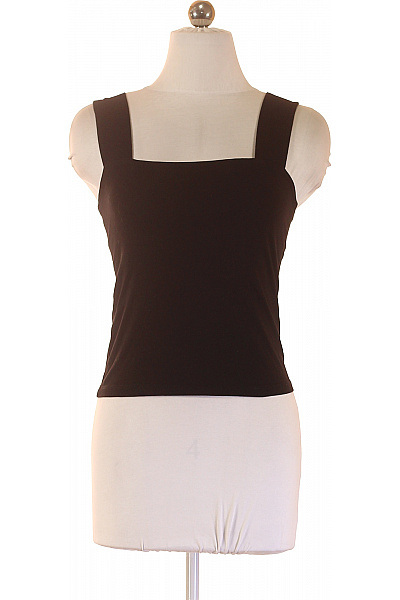 Dámské černé Tílko Bez Rukávů Hranatý Výstřih Basic Velikost 36