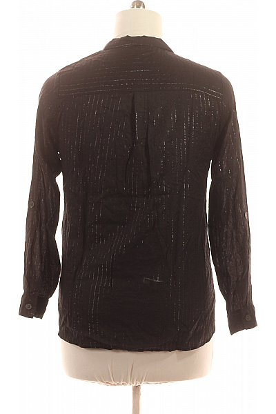 VERO MODA Dámská černá lesklá pruhovaná košile s dlouhým rukávem Vel. L | VERO MODA | obrázek 3