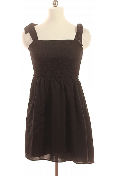 Černé šaty Na Ramínka Mini Volnočasové Boho Velikost 40