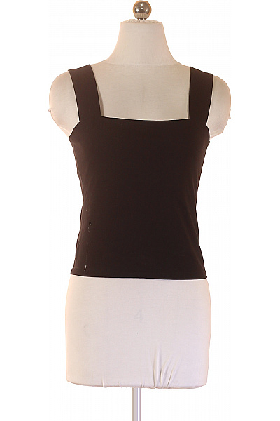 Dámské Bavlněné Tílko černé Bez Rukávů Hranatý Výstřih Basic Vel. 36