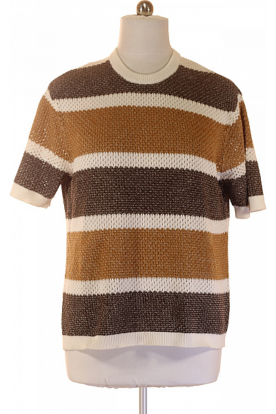 SELECTED Pánské Tričko S Krátkým Rukávem Pruhované Bavlněné Vel. L