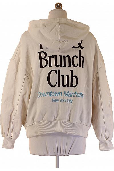 PULL&BEAR dámská bavlněná mikina s kapucí na zip oversized streetwear béžová Vel. S | PULL&BEAR | obrázek 2