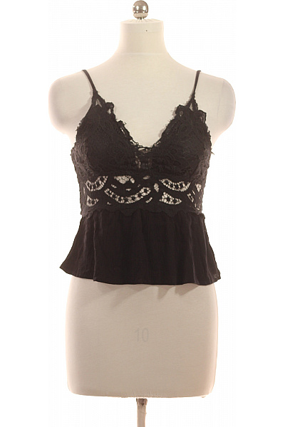 Dámská Krajková Halenka Bez Rukávů černá Boho Velikost 38