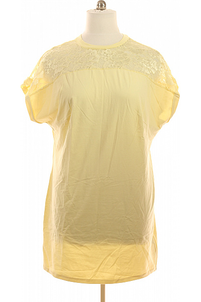 URBAN CLASSICS Dámské Tričkové šaty žluté Krajkové Volnočasové Letní Bavlněné Vel. XL