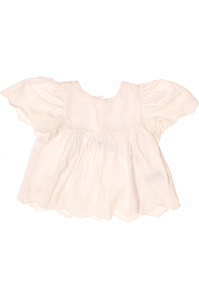 Next Dívčí Bavlněné Tričko Bílé S Krátkým Rukávem A Krajkou Velikost 12/18 Mesicu