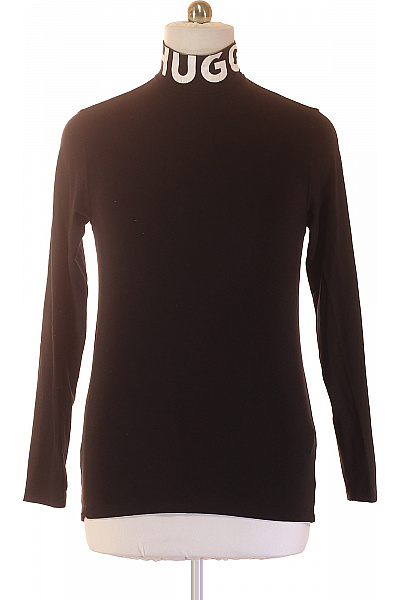 Hugo Boss Pánské černé Tričko S Dlouhým Rukávem A Nápisem Na Roláku Velikost S