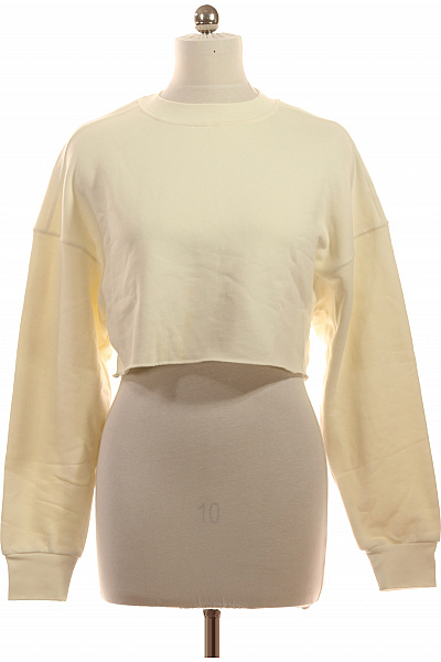 Dámská Bavlněná Mikina Crop Crewneck Jednobarevná žlutá Vel. 38