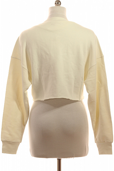 Dámská bavlněná mikina crop crewneck jednobarevná žlutá Vel. 38 | Unimoda | obrázek 2