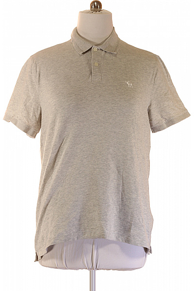 Abercrombie&Fitch Pánské Bavlněné Tričko S Límečkem A Krátkým Rukávem Jednobarevné S Výšivkou Velikost XL