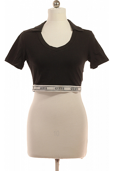 Guess Dámské černé Tričko S Krátkým Rukávem A Potiskem Velikost Xl