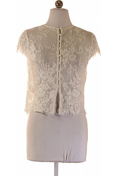 IVY & OAK Dámská Halenka Bílá Krajková Krátký Rukáv Elegantní Společenská Vel. XS