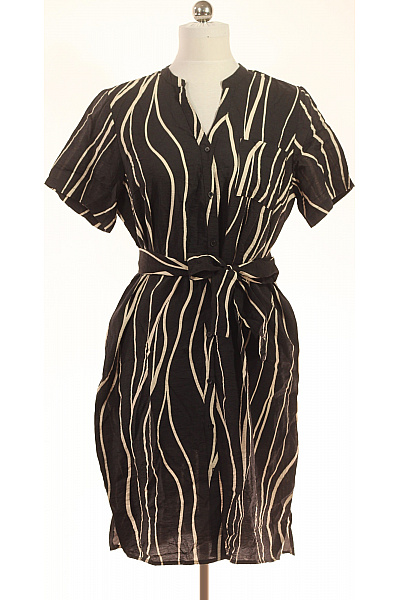 OBJECT Dámské šaty Košilové S Krátkým Rukávem A Páskem černé S Proužky Volnočasové Letní Vel. 40