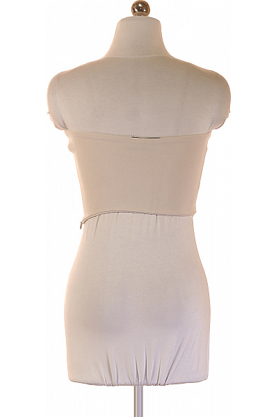 Dámské tričko bez rukávů béžové jednobarevné crop top polyesterové Velikost 036 | Unimoda | obrázek 3