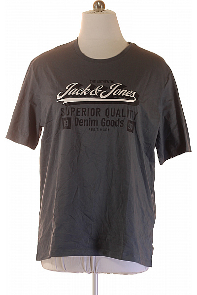 JACK & JONES Pánské Tričko S Krátkým Rukávem A Potiskem Basic šedé Velikost XXL