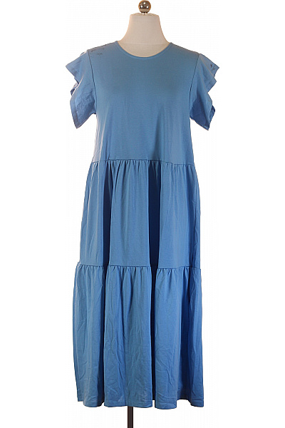 VILA Modré Tričkové šaty Volnočasové Letní Volné Velikost S