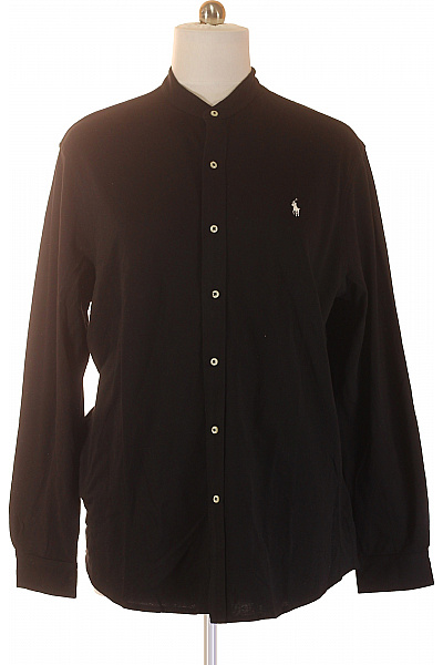 Ralph Lauren Pánské černé Bavlněné Košile S Výšivkou A Stojáčkem Velikost Xxl