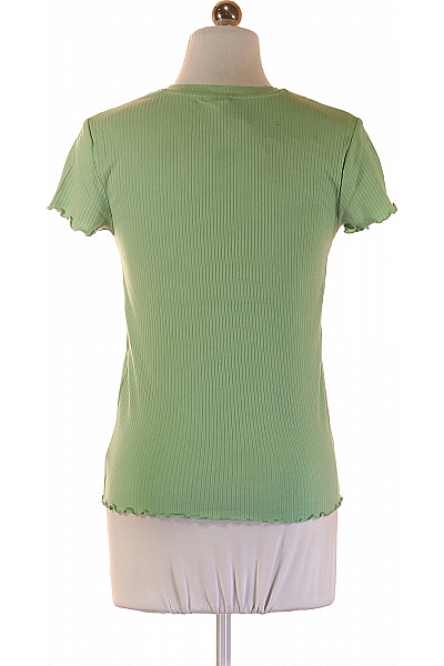 VILA Zelené žebrované tričko s krátkým rukávem a volánky Vel. S | VILA | obrázek 2