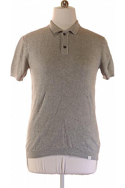 NOWADAYS Pánské Tričko S Krátkým Rukávem A Límečkem šedé Bavlněné Vel. XL