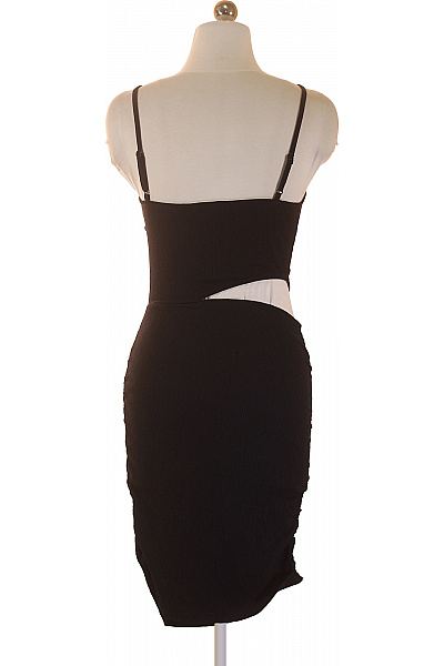 Černé asymetrické šaty na ramínka mini sexy žerzejové na párty Vel. 34 | Unimoda | obrázek 2