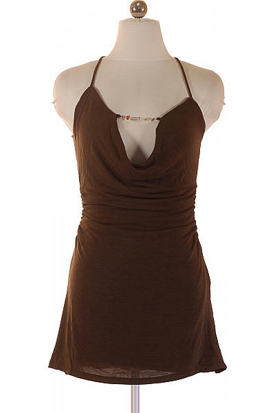 Bershka Dámské Hnědé Tílko Bez Rukávů S Kamínky Vel. S