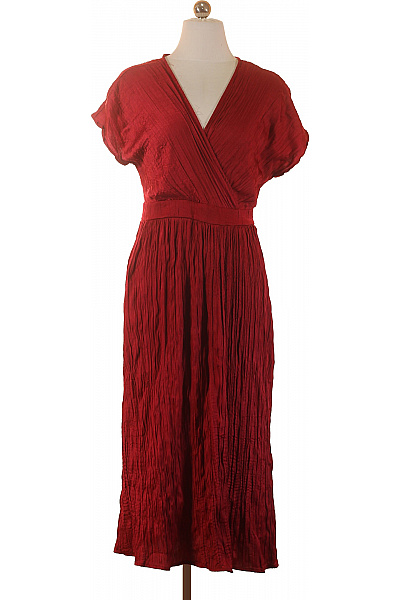 Dámské šaty Zavinovací Midi červené S Krátkým Rukávem Velikost 36