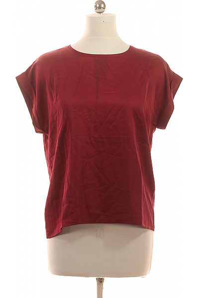 VILA Dámská Halenka Krátký Rukáv červená Saténová Volná Velikost EU 40