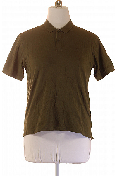 JACK & JONES Pánské Bavlněné Tričko S Krátkým Rukávem A Límečkem Khaki Velikost L