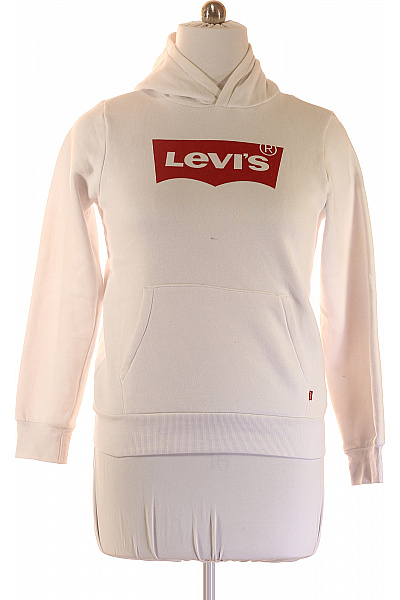 LEVIS Dětská Bílá Mikina S Kapucí A Logem Velikost 176