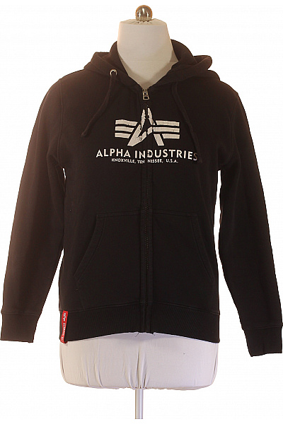Alpha Industries Pánská černá Mikina S Kapucí A Potiskem Na Zip Velikost L