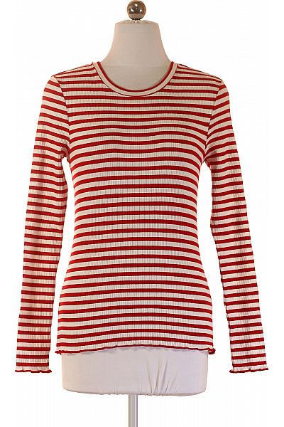 SELECTED Dámské Tričko S Dlouhým Rukávem červené Pruhované Basic Velikost S