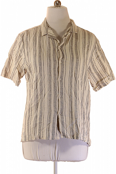 Pánské lněné košile s krátkým rukávem pruhovaná letní ležérní Vel. XL | Unimoda | obrázek 2