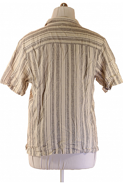 Pánské lněné košile s krátkým rukávem pruhovaná letní ležérní Vel. XL | Unimoda | obrázek 3