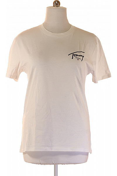 TOMMY HILFIGER Bílé Tričko S Krátkým Rukávem A Nápisem Vel. M