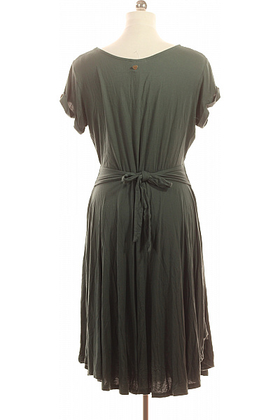 Zelené šaty s krátkým rukávem a páskem volnočasové letní Velikost XXL | Unimoda | obrázek 3