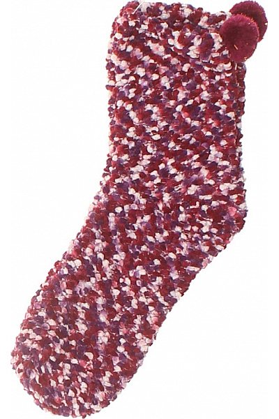 Doplňky Ponožky Chlupaté červené S Bambulkami