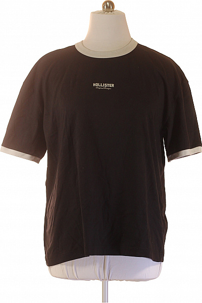 Hollister Pánské tričko s krátkým rukávem a nápisem basic bavlněné černé Vel. XL | Hollister | obrázek 2