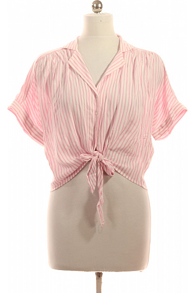 ONLY dámská pruhovaná košile s krátkým rukávem na zavazování růžová Velikost m | ONLY | obrázek 2