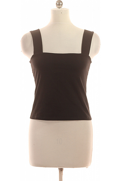Dámské bavlněné tričko bez rukávů černé basic crop top Vel. 42 | Unimoda | obrázek 2