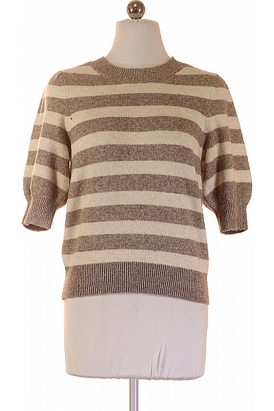 VERO MODA Dámský Pruhovaný Svetřík S Krátkým Rukávem Béžový Velikost S