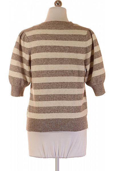 VERO MODA Dámský pruhovaný svetřík s krátkým rukávem béžový Velikost S | VERO MODA | obrázek 2