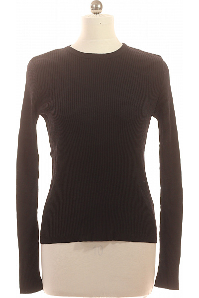 Dámské Tričko S Dlouhým Rukávem černé žebrované Basic Vel. L