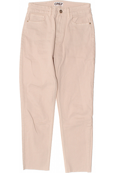 ONLY Dámské Bavlněné Džíny Béžové Rovné S Kapsami Vel. 26/32