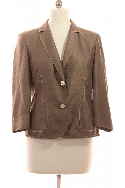 BASLER Hnědé Polyesterové Sako S 3/4 Rukávem Elegantní Business Velikost 42