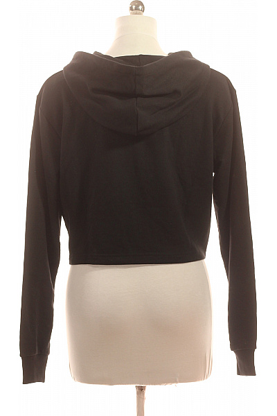 dámská černá bavlněná mikina s kapucí crop streetwear Vel. l | Unimoda | obrázek 3