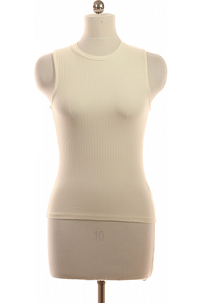 Dámské tričko bez rukávů béžové žebrované basic Velikost 38 | Unimoda | obrázek 2