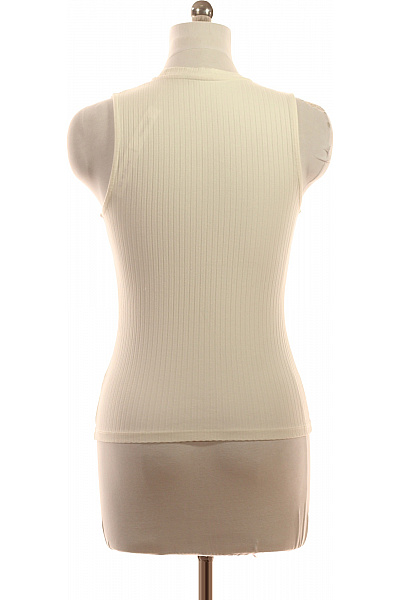Dámské tričko bez rukávů béžové žebrované basic Velikost 38 | Unimoda | obrázek 3