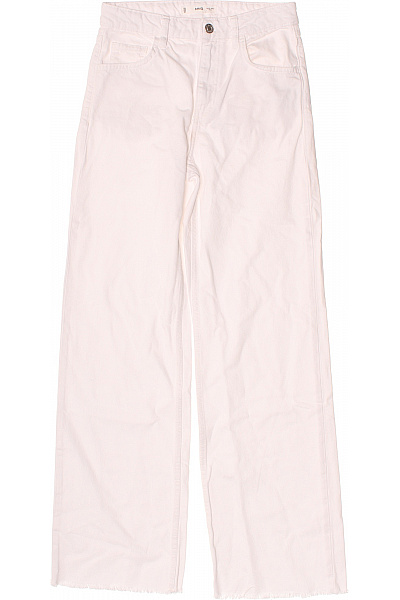 MANGO Dámské Bavlněné Džíny Bílé Volné široké S Roztřepenými Nohavicemi Vel. 36